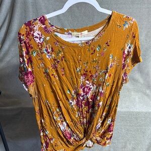 Floral Mustard Top